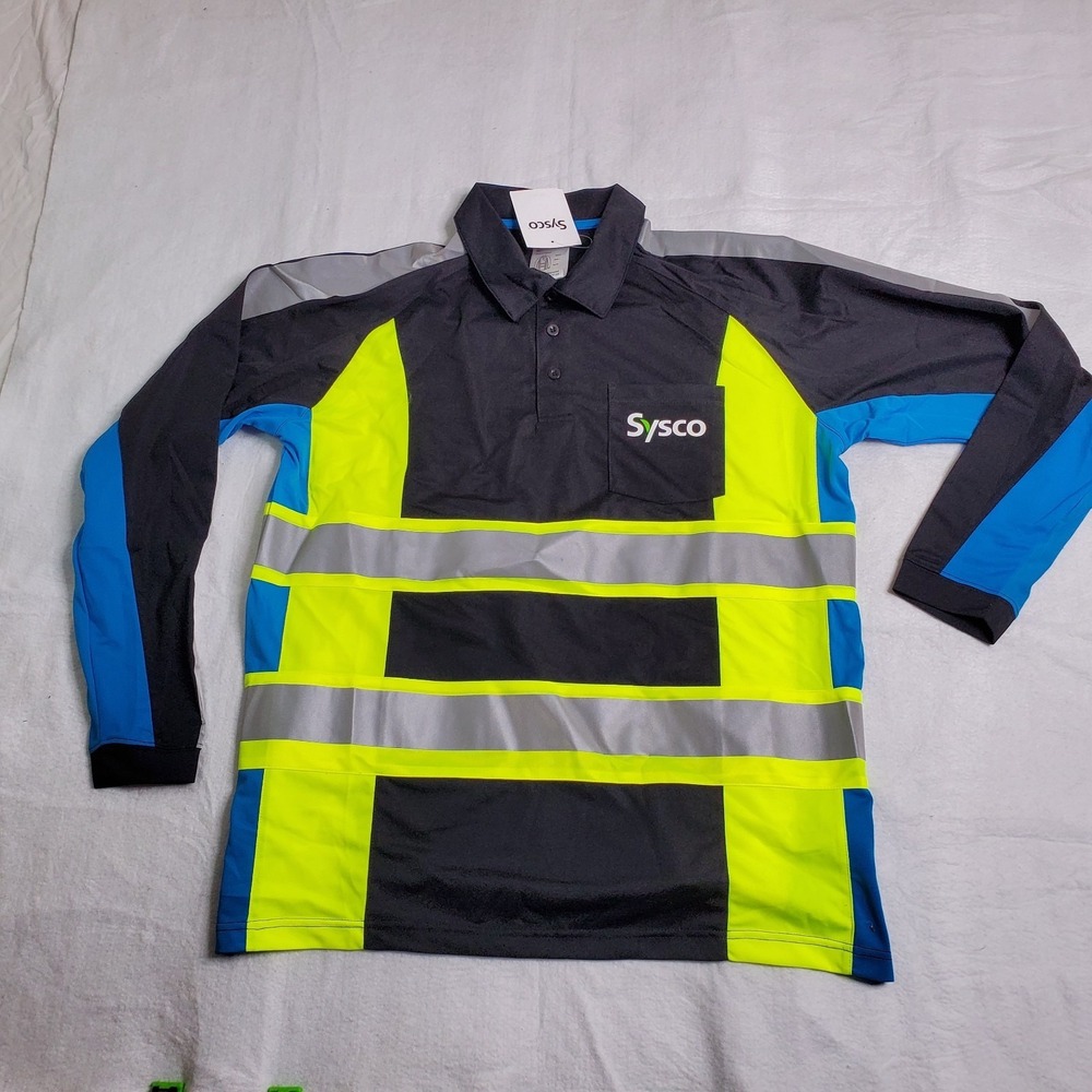 SYSCO Aramark Reflective Long Sleeve Shirt Mens LARGE Workwear Uniform NEW